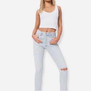 Agolde High Rise Button Up Light Wash jeans